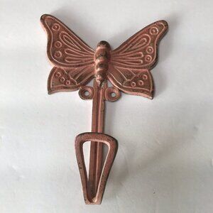 Vintage Cast Iron Wall Hook Decoration Butterfly Decor Victorian Fairy Rustic